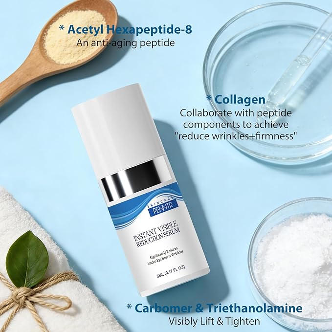 Instant Face Lift Serum, for Under-Eye Bags & Dark Circles, Visible Reduction Serum with Peptide & Collagen, Refines Fine Lines & Crow's Feet