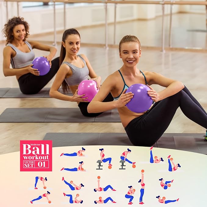Aoriher 10 Pcs Small Exercise Pilates Ball 9 Inch Mini Yoga Balls Anti Burst and Slip for Stability, Fitness, Physical Therapy, Stretching & Core Strength Workout at Home Gym Office