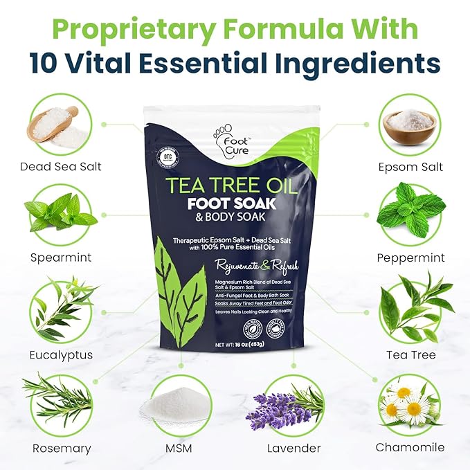 Tea Tree Foot Soak & Callus Remover Gel Kit - Extra Strength Callus Remover Gel & Foot Soak With Epsom Salts For Calluses, Dry Cracked Heels, Toenail - Pedicure for Tired Feet