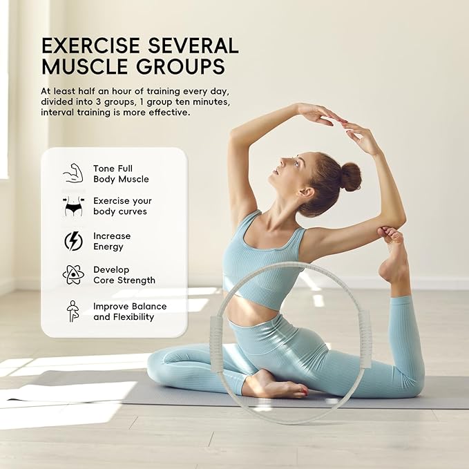 Yoga Pilates Resistance Ring for Leg and Butt Training, Portable Exercise Equipment with Anti-Slip Silicone, Home and Office Workouts, Postpartum Toning