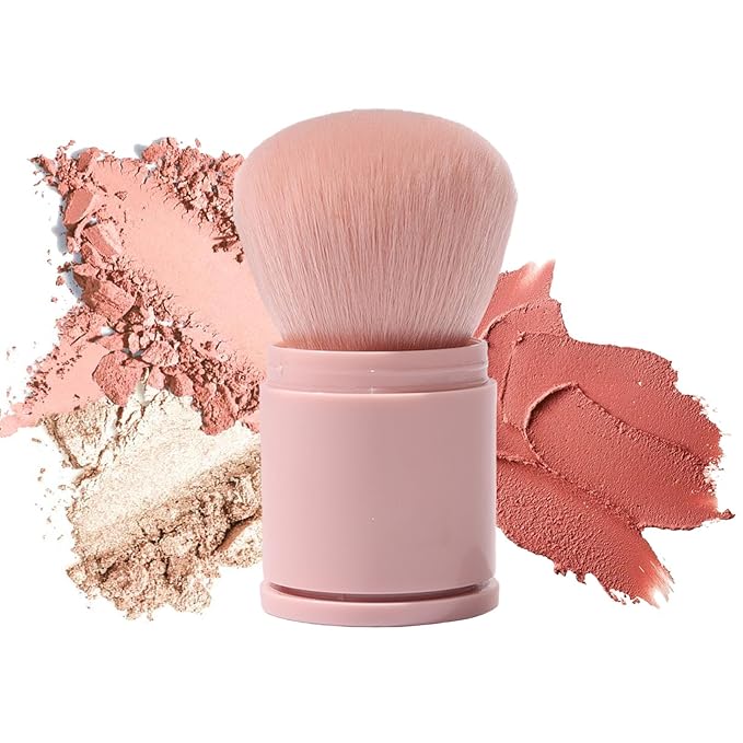 GUOXIAONIU Retractable Makeup Brush, Kabuki Powder brush, Premium Retractable Kabuki Brush, Travel Blush Brush for Bronzer, Setting and Powder Makeup, Essential Tools for Flawless Makeup Application