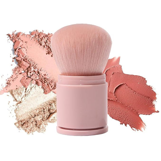 GUOXIAONIU Retractable Makeup Brush, Kabuki Powder brush, Premium Retractable Kabuki Brush, Travel Blush Brush for Bronzer, Setting and Powder Makeup, Essential Tools for Flawless Makeup Application