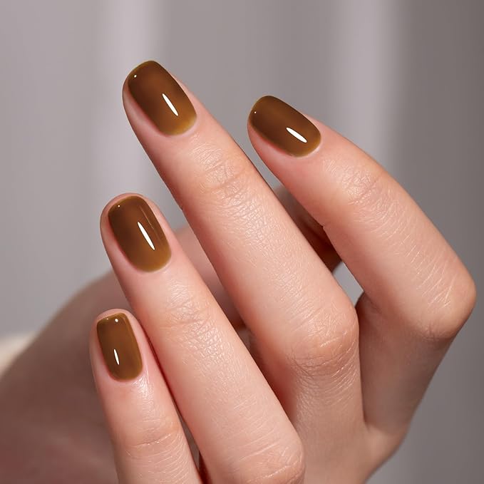 MAYCHAO 15ML Jelly Topaz Brown Gel Nail Polish 1Pc Transparent Amber Brown Gel Polish Soak Off UV LED Translucent Nail Polish Nail Art Starter Manicure Salon DIY at Home, 0.5 OZ