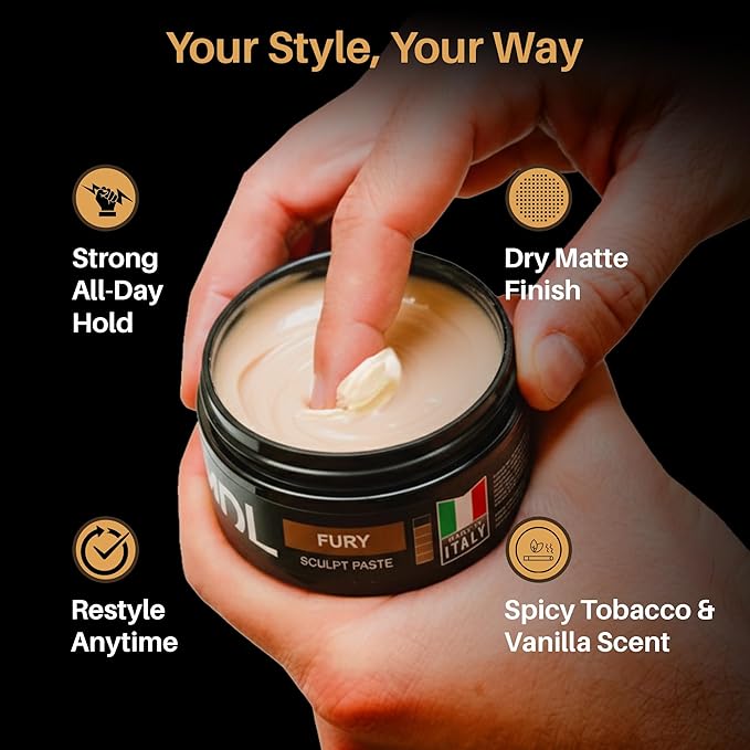 MY DE LUCA Sculpt Paste Hair Wax for Men, Water-Based Hair Wax Stick for Strong Hold Hairstyles and Dry Matte Finish Hair, Alternative to Hair Gel Stick, Alcohol Free, Made in Italy, 100 ml