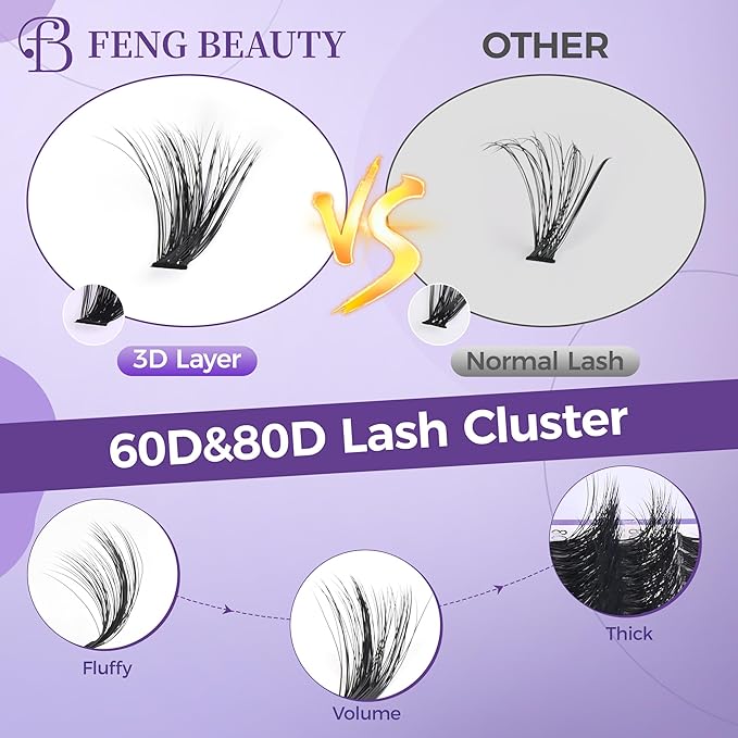 DIY Mega Volume Lash Extension Kit – 240PCS 60D/80D Fluffy Volume Lash Clusters, D Curl Eyelash Clusters with Bond & Seal, Dramatic Wispy Look, 10–16mm Mixed Lengths, Waterproof, Long-Lasting