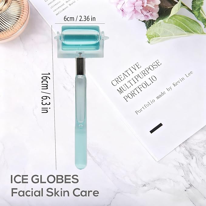 Ice Roller for Face & Body - Cold Therapy Tool to Depuff Eyes, Reduce Inflammation & Tighten Skin - with Protective Case (Blue)