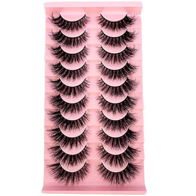 HBZGTLAD Soft Mink Eyelashes 3D Curl Winged End Eye Elongated Fake Lashes Thick Handmade Natural False Eyelash Messy Cross Lash Wholesale (WF09#)