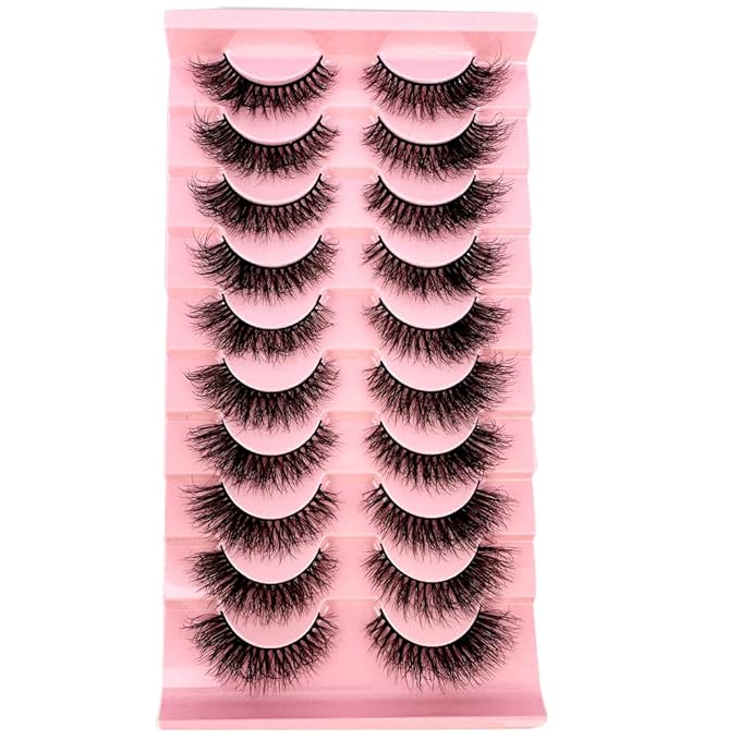 HBZGTLAD Soft Mink Eyelashes 3D Curl Winged End Eye Elongated Fake Lashes Thick Handmade Natural False Eyelash Messy Cross Lash Wholesale (WF606#)