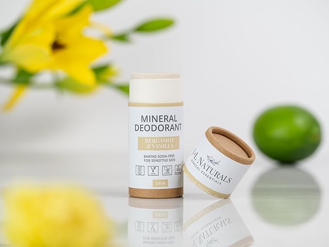 J&L Naturals Mineral Deodorant | Baking Soda-Free, 100% Natural, Sustainable Skin Care | Sensitive Deodorant For Women & Men | Aluminum Free, Vegan, Cruelty-Free (Bergamot & Vanilla, 3 Oz (Pack of 2))