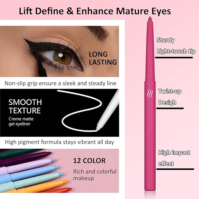 Red Burgundy Eyeliner Waterproof Red Burgundy Eyeliner Pencil Retractable red burgundy gel eyeliner Long Lasting Smudge-proof Hypoallergenic (03#)