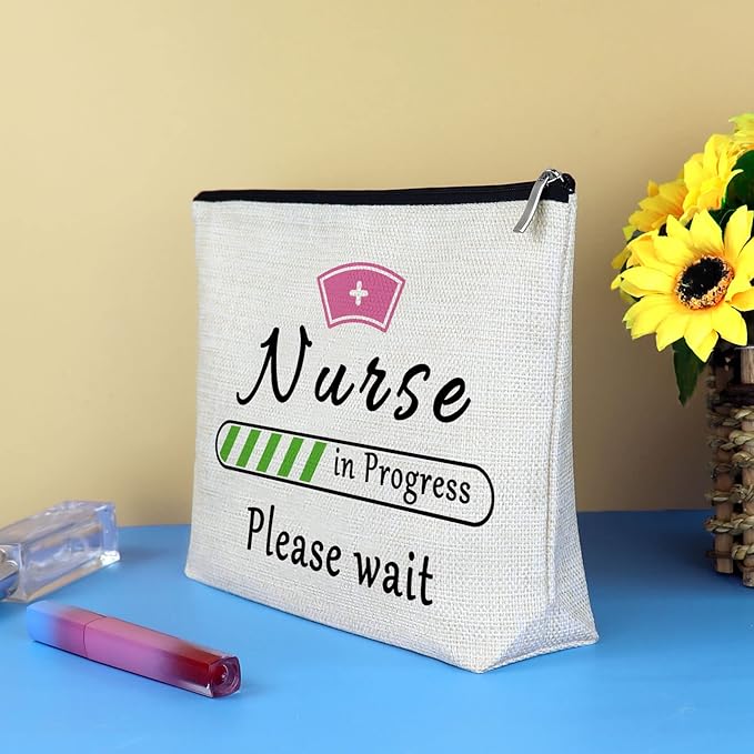 Nurse Makeup Bag Nurses Day Appreciation Thank You Gifts Cosmetic Bag for Women Nursing Student Gift RN Birthday Graduation Christmas Medical Assistant Present Travel Zipper Toiletries Pouch