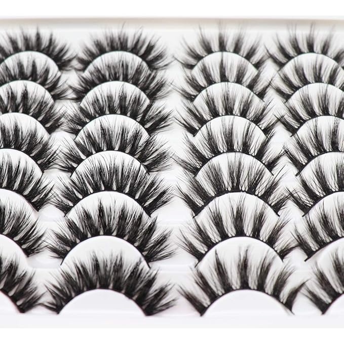 Losha 3D Faux Mink Lashes Dramatic Long False Eyelashes 14 Pairs Value Pack Handmade Reusable Thick Crossed Fake Eyelashes for Makeup Mix Styles (K38+K42)