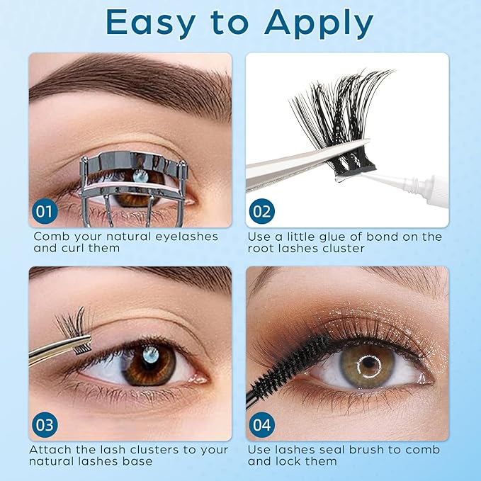 DYSILK Lashes Clusters Individual Lashes - Fluffy Lash Clusters 280pcs DIY Lash Extension Mink Eyelash Clusters Wispy 10-16mm Volume Lash Clusters C Curl Reusable (60D+80D-Fluffy-10-16mm Mix)