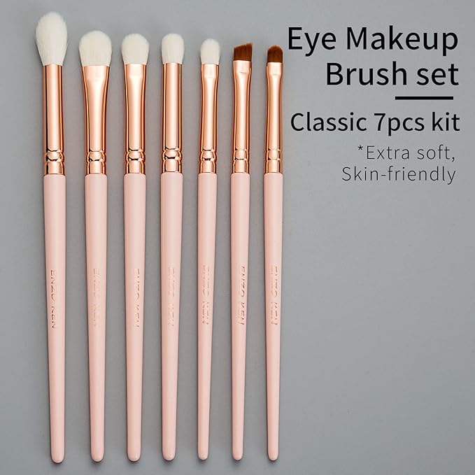 ENZO KEN Natural Goat Hair Eye Shadow Brush Set Professional, Blending Eyeshadow Brush Set with Case, Small Nose Contour Brushes, Natural Hair Eyeshadow Brushes, Eye Brush, Eyeshadow Blending Brush.