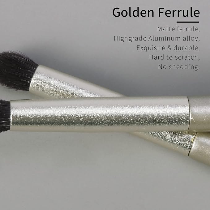 ENZO KEN Small Goat Hair Eye Shadow Brush - Blending Brush for Eyeshadow, Nose Contour & More. Gold, E204M