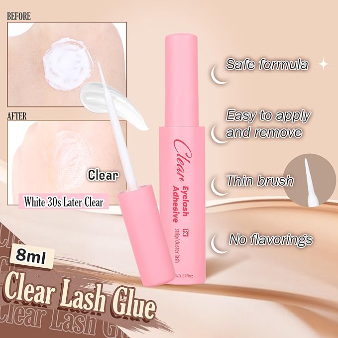 TOOCHUNAG Eyelash Clusters Lash Extension Kit Natural Cluster Eyelash Extensions Wispy Individual Lashes Clusters Kit with Clear Lash Glue and Eyelash Clusters Tweezers(180pcs)