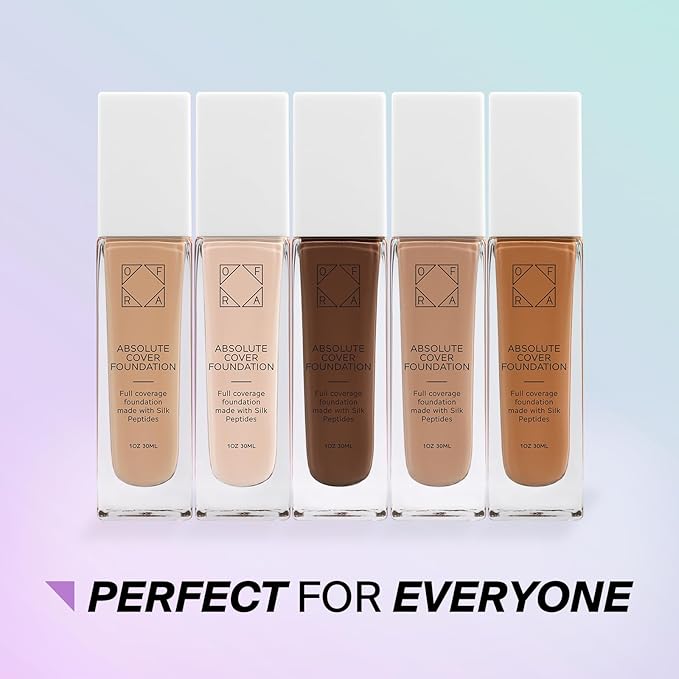 Absolute Cover Foundation #5 | Liquid Medium Coverage Foundation with Natural FInish | Oil-Free Face Makeup | Medium Shade with Cool Undertone | 1oz/30ml