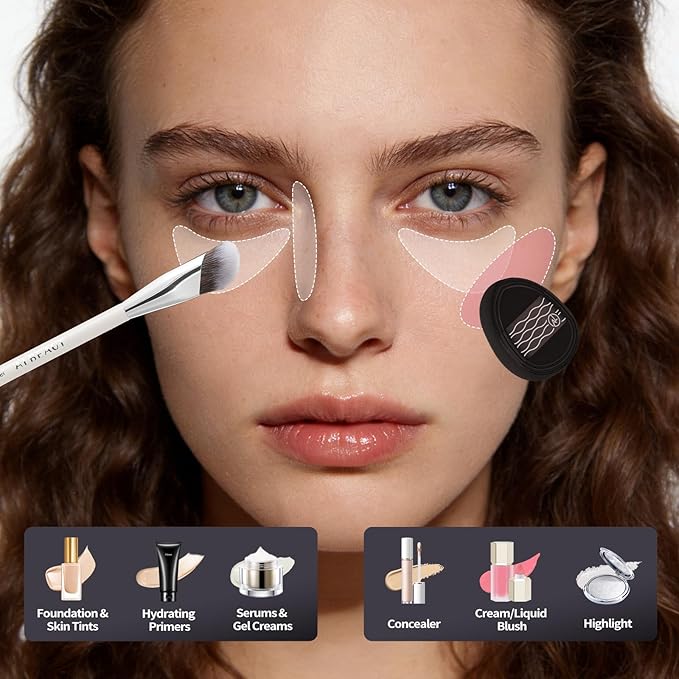 Concealer Brush Set Under Eye Concealer Brush with 2PCS Precise Air Cushion Puff Multi-use for Powder Liquid Concealer/Blush/Highlighter Mini & Portable