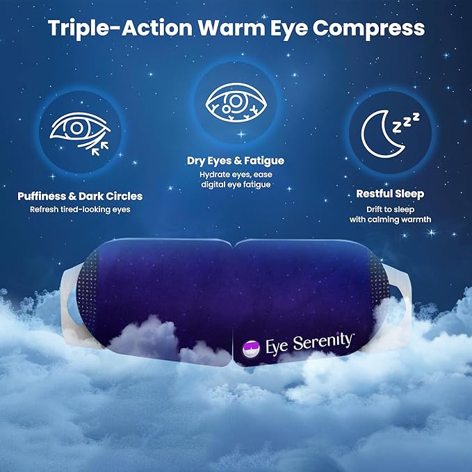 Steam Eye Mask by Eye Serenity Self-Heating Warm Compress, 45-Pack, Unscented, Dry Eye Relief, Perfect for Self-Care, Ideal for Office, Travel & Nightly Relaxation, Calm Sleep