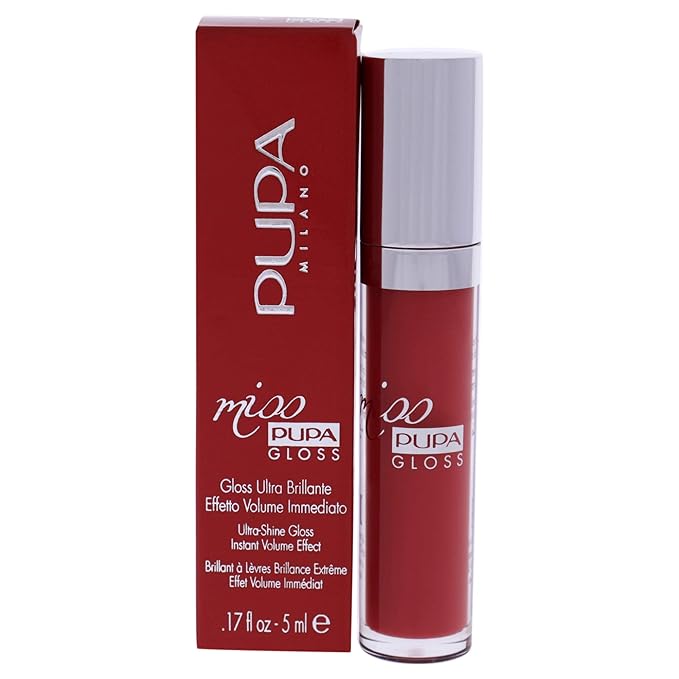 Pupa Milano Miss Pupa Gloss Lip Gloss - Ultra Shiny Gloss - Delivers Immediate Volume Effect - Soft Gel Texture Glides Smoothly on Lips without Stickiness - 204 Timeless Coral - 0.17 Oz