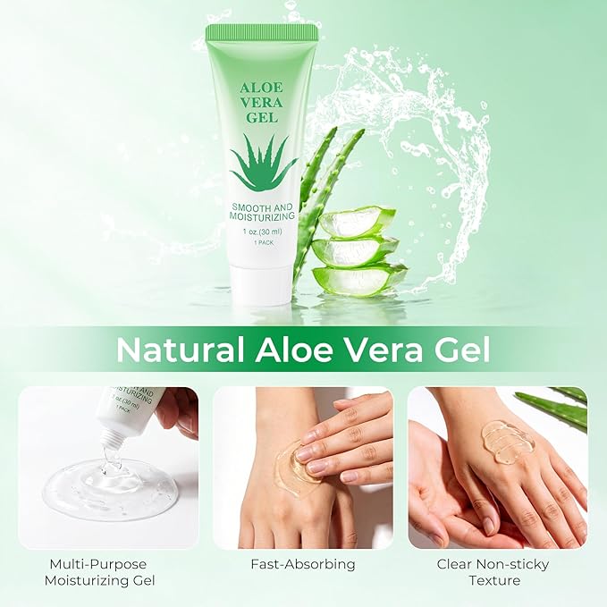 Travel Size Aloe Vera Gel Bulk Mini Natural Organic Aloe Vera Lotion, Individually Wrapped Moisturizer Soothing After Sun Aloe Cream for Face Body Skin Care Outdoor Vacation 1 Fl Oz (Pack of 30)