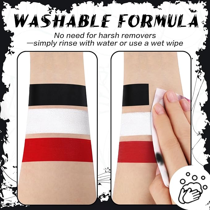 BOBISUKA Red Face & Body Paint Stick Water-Based Washable Face Paint Makeup Stick for Halloween Skeleton, Skull, Devil, Goth, Clown, Joker Cosplay, SFX, Sports Eye Black & Costume Party