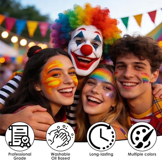 15 Colors Face Body Painting Palette, Washable Oil Based Face Paint for Women, Adults, Professional Makeup for SFX Costume Makeup, Halloween Cosplay Parties, Festival Decorations (1.32 oz)