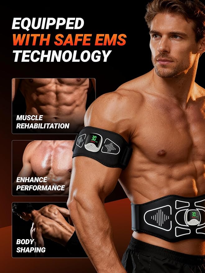 EMS Muscle Stimulator,Ab Stimulator Muscle Toner and Strengthens Abs,Waist, Arms, Legs, for Better Body Conditioning at Home for Men & Women Electronic Muscle Stimulator at Home for Men & Women