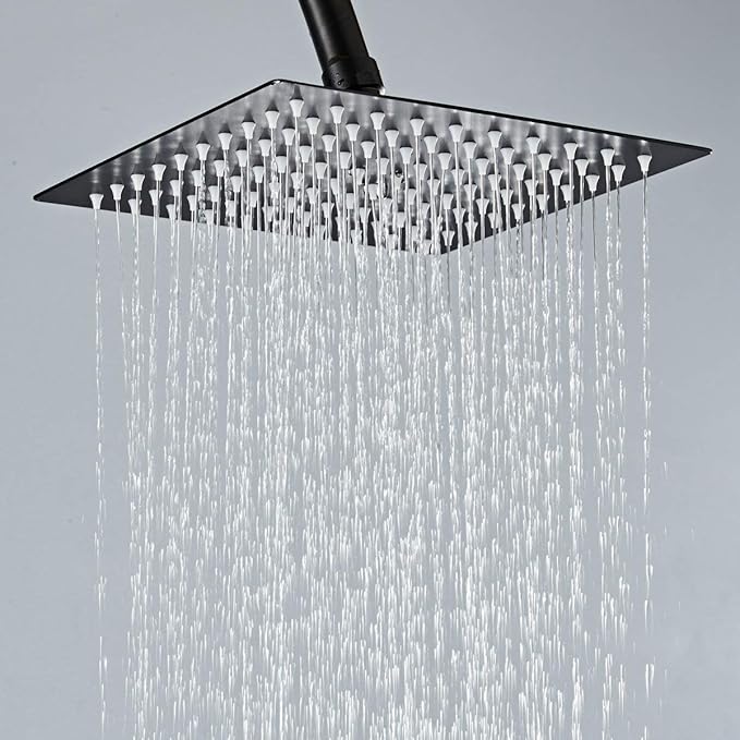 Shower Head,12 Inch Rainfall Shower Head in Matte Black,High Presssure Adjustable Ultra-Thin Stainless Steel Top Sprayer