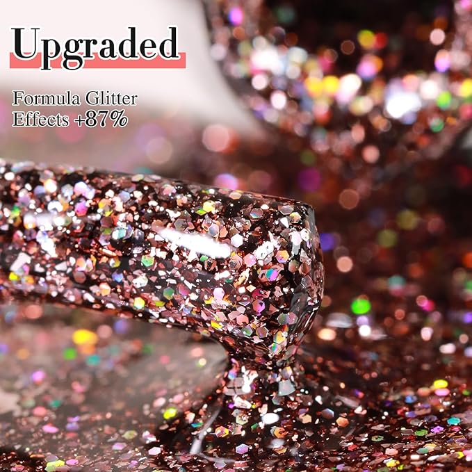 Double Rhythm 15ML Glitter Gel Polish Shimmer Reflective Holographic Color Magnetic for Nail Art Salon DIY at Home (B1134)