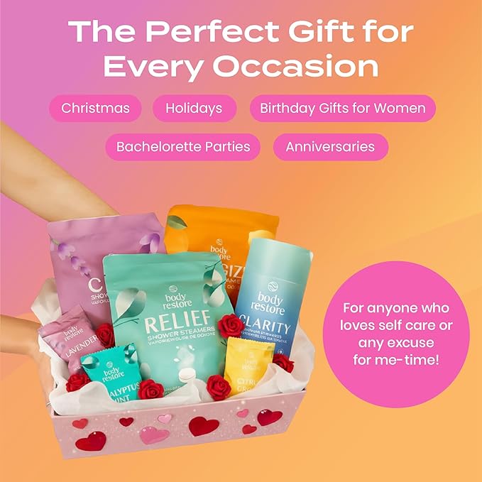 Body Restore Shower Steamers Aromatherapy 6 Pack – Valentines Day Gifts for Her and Him, Birthday Gifts for Women and Men, Relaxation, Stress Relief, Self Care – Citrus