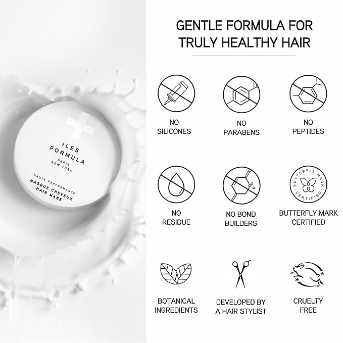 ILES FORMULA Hair Mask – Deep Conditioning Hair Treatment for Dry, Damaged, Frizzy Hair - Lightweight Hair Repair Mask with Tucuma Butter, Macroloba Seed, Vitamins B5 & E | Hydrating, Color-Safe