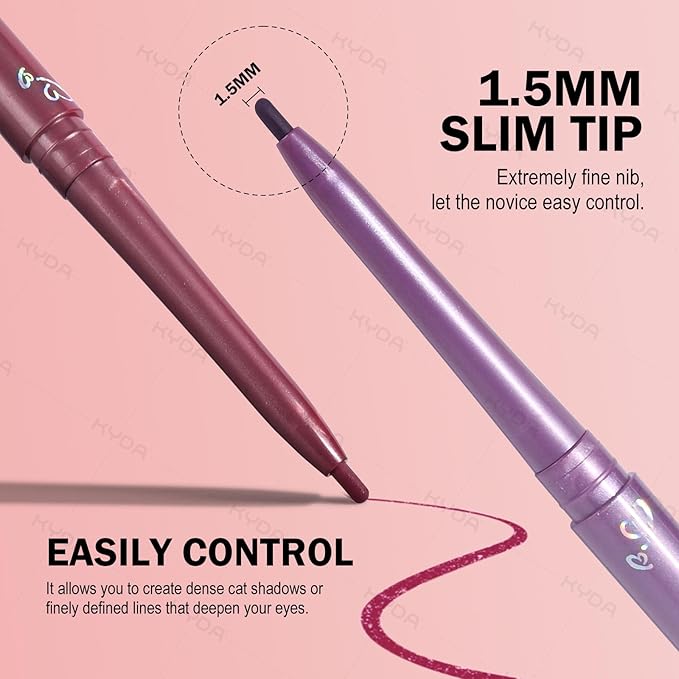 KYDA 2 Colors Black and Brown Gel Eyeliner Pencil, Lasting Matte Gel Eye Liner, Colorful Crayon Eyeliner Pencil, Smooth Creamy Retractable Eye Liner, Ultra-Pigmented, Waterproof Smudge-proof