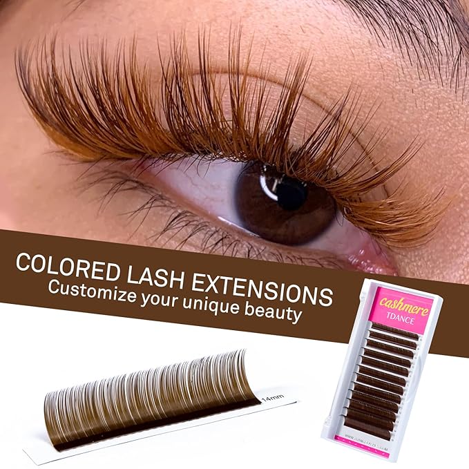 TDANCE Dark Brown Lash Extensions Colored Lash Extensions Classic Lash Extension 0.07mm C/D Curl Premium Silk Individual Lashes Salon Use (Dark Brown,C-0.07,8-15mm)