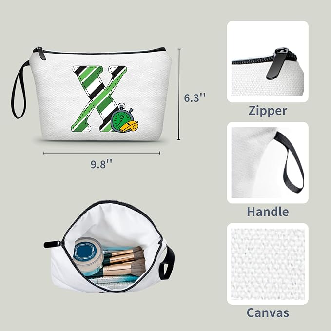 ARIOSEY Soccer Gifts Personalized Soccer Ball Cosmetic Bag for Purse Birthday Inspirational Gifts for Girls Women Team Coach Mom Stuff Travel Organizer-X