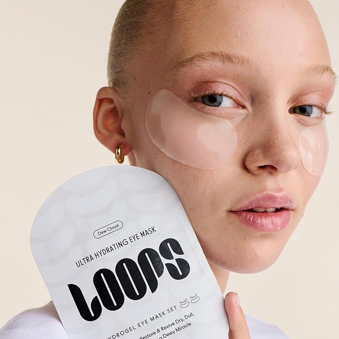 LOOPS Dew Cloud Ultra Hydrating Hydrogel Eye Masks - Hydrates & Replenishes Tired Under Eyes, Helps Reduce Puffiness, Smooths Dryness for Hydrated Look, Moisturizing Under Eye Patches - 5pc