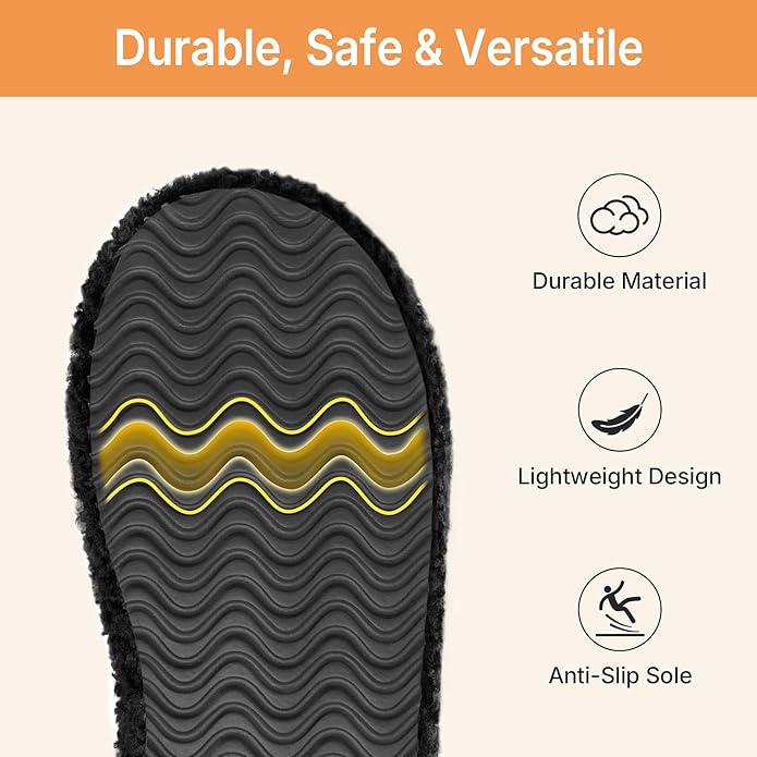 ATHMILE House Slippers for Women with Platform Memory Foam Arch Support Open Toe, Fuzzy Fluffy Cozy Womens Slippers for Home Indoor Outdoor Bedroom Ladies Christmas Gifts Pantuflas Para Mujer