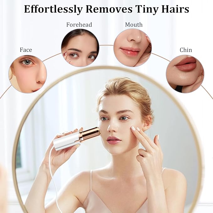 Facial Hair Removal for Women, Electric Painless Rechargeable Facial Hair Remover for Face, Lip, Chin