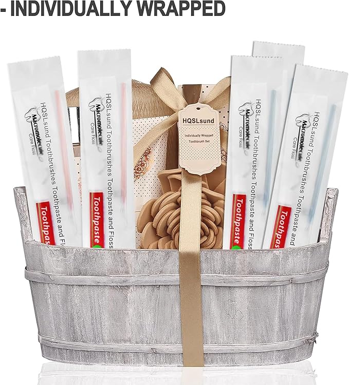 30 Pack Disposable Toothbrushes with Toothpaste Floss Individually Wrapped, 2 Color Toothbrush,10g Toothpaste,Floss Pick,Bulk Toothbrush Kit for Homeless,Airbnb,Hotel,Guest