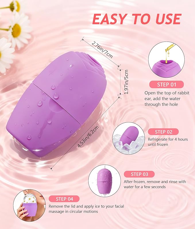 Ice Face Roller - Ice Roller for Face Silicone Mold Reusable for Women Face Eye Neck Naturally Conditioning and Skin Care,De-Puff Eye Bags,Reduce Migraine Pain,Face Massager (2PK+1PP)
