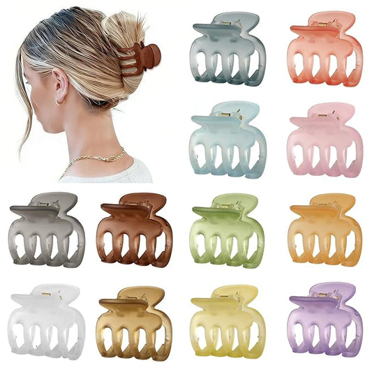 12Pcs Hair Clips for Women 1.8 Inch Small Claw Clips for Thin Hair Medium Hair Claw Clips for Thick Hair Accessories for Women Girls (Ice Cream)