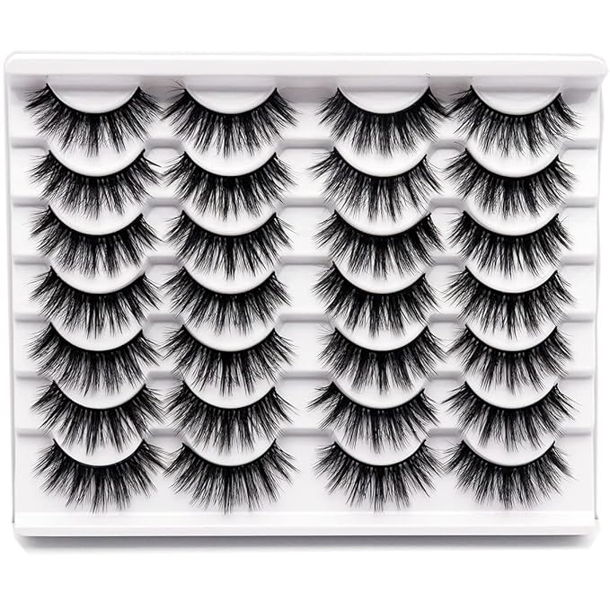 Losha Eyelashes Natural Look Faux Mink Lashes Pack Handmade Fluffy False Eyelashes 14 Pairs Eye Lashes (M09)