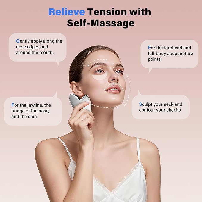 5 in 1 Muscle Scraper Tools Kit - Stainless Steel Gua Sha Massage Tools for Physical Therapy, Derma Edge Scraping for Face & Body, 5 PCS Guasha Set for Deep Tissue & Relaxation（5 PCS） (Brown)