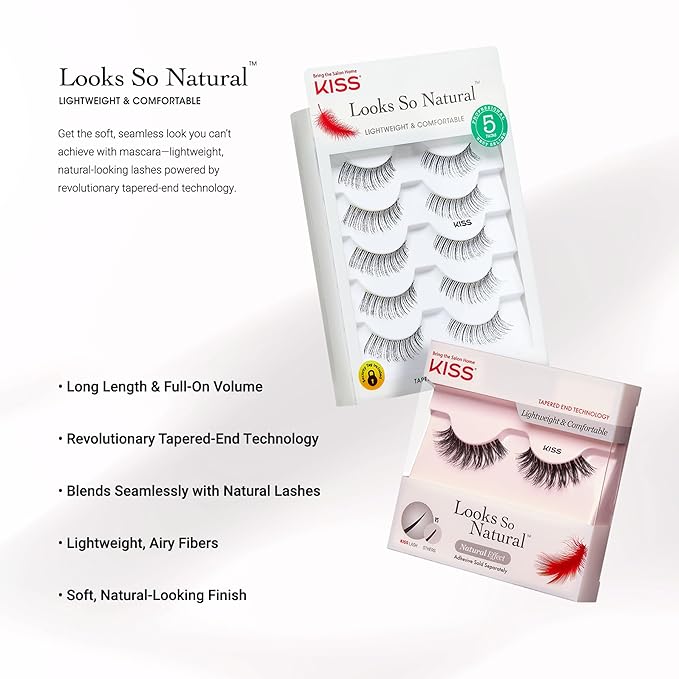 KISS So Wispy, False Eyelashes, 'Style #01', 14mm, Includes 5 Pairs Of Lashes, Easy to Apply, Reusable Lash Clusters