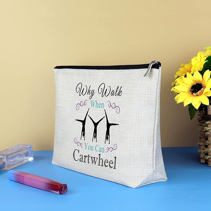 Gymnast Makeup Bag for Women - Funny Graduation Birthday Gift for Teen Girls, Gymnastics Lover Cosmetic Bag, Inspirational Travel Bag for Sister Friends