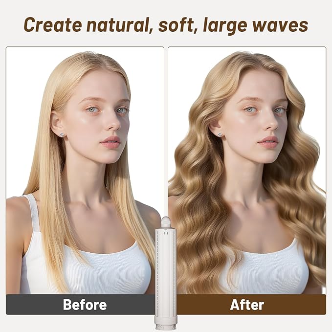 1.6in Long Hair Curling Barrel Attachment Compatible with Shark FlexStyle, Self-Curling Accessories for Shark Flex Style HD400 Series With Both Curl Directions for Loose Curls Waves