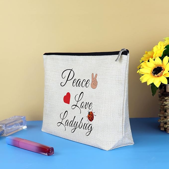 Ladybug Lover Gift Ladybug Makeup Bag for Women Good Luck Ladybug Gift Lady Bug Gift Cosmetic Bag Inspirational Gift Motivation Gift for Girl Birthday Christmas Gift for Friend Daughter Sister