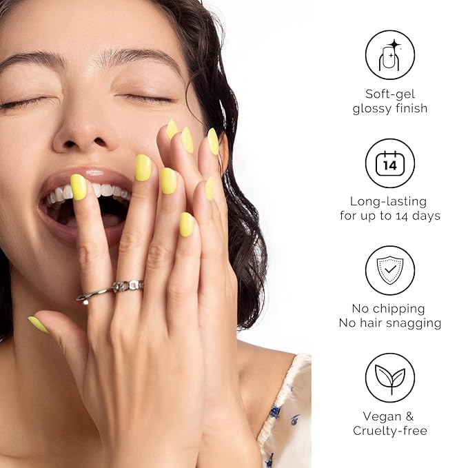 NAILOG Semi Cured Gel Nail Strips, 20Pcs Green Long Lasting Stickers, Salon Quality Easy Apply & Remove Works with Any UV/LED Nail Lamps for Summer, Lime Bomb