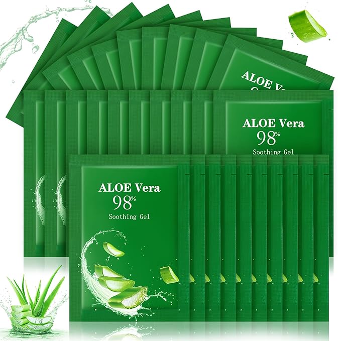 Siifert 30 Pcs Travel Size Aloe Vera Gel 98% Organic After Sun Moisturizer for Face, Body, Soothing Hydrating Lotion Bulk for Winter Vacation, Guests Skin Care Gifts