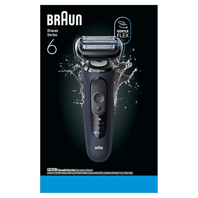 Braun Electric Razor for Men Series 6 with Precision Trimmer, Extra Shaver Head, 4-in-1 Clean & Charge Center, Travel Case, S6 6177ps